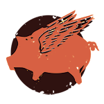 Icon of red flying pig