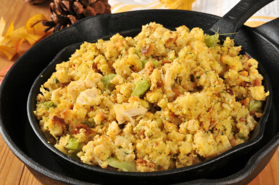 Thanksgiving Stuffing In Cast Iron Skillet