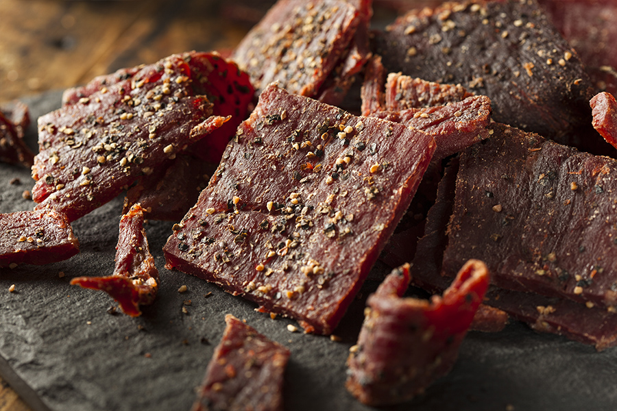 Closeup Of Peppered Beef Jerky